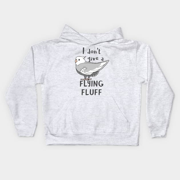 I don't give a flying fluff Grey Cockatiel Kids Hoodie by FandomizedRose